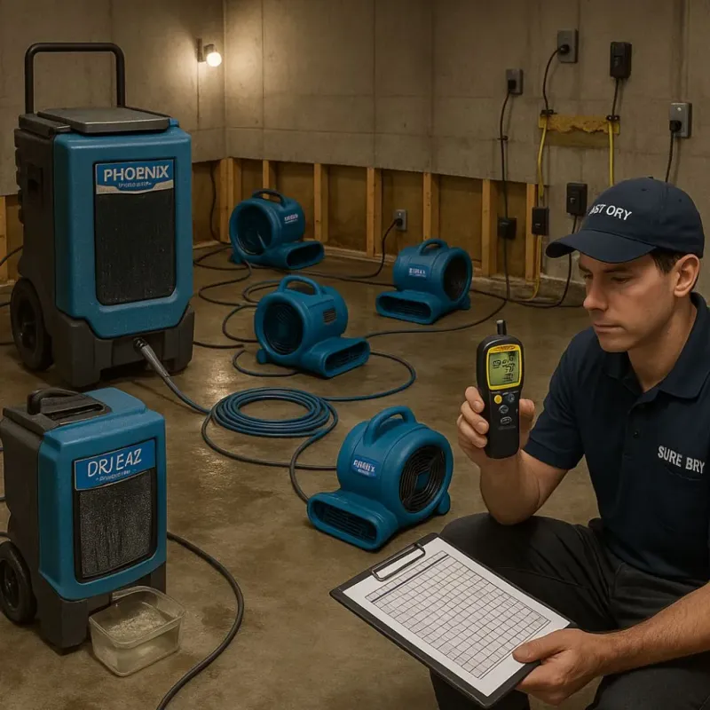 Structural Drying and Dehumidification process in West Hills, PA